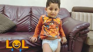 Toddler Baby Tries To Take His Diaper Off  Toddler Diaper Video Funny  Diaper Boy [upl. by Daberath874]