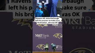 John Harbaugh exits presser to check on brother Jim after going to locker room with illness shorts [upl. by Aleihs]