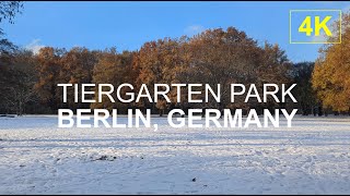 BERLIN  Tiergarten Park in the Snow l 4K Walk [upl. by Anelehs]