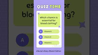 Vitamin for Blood clotting  Nursing MCQ Series 0131 norcetmcq nutrition [upl. by Conway]