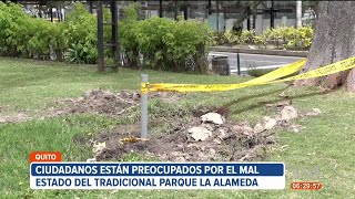 Ciudadanos denuncian el mal estado del Parque de La Alameda centro de Quito [upl. by Maillil]