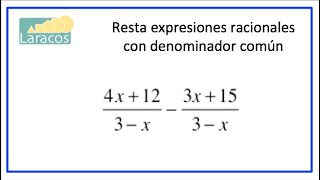 Resta expresiones racionales con denominador común [upl. by Canter]