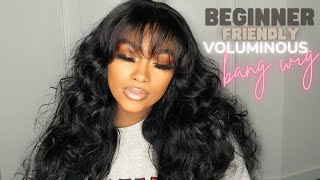 😍Natural Looking SZA INSPIRED VOLUMINOUS Bang Wig Tutorial  Install26inch BodyWave WigHurela Hair [upl. by Garlen]