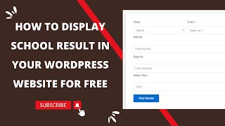 How to Display School Result in Your WordPress Website For Free [upl. by Lubbock]