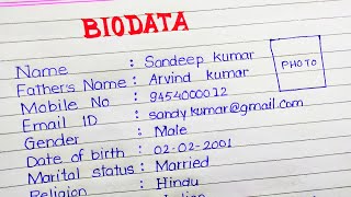 How to make biodata  How to make resume  Biodata for Freshers  Resume for Freshers in English [upl. by Eamanna]