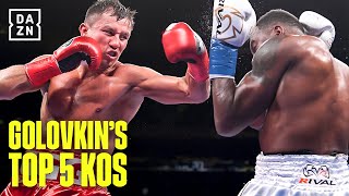 Gennadiy quotGGGquot Golovkins Top 5 KNOCKOUTS [upl. by Anrym]