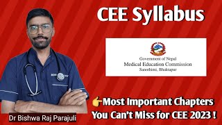 MEC CEE Syllabus  Important Chapters for CEE 2023  MBBS Nepal [upl. by Inanaup360]