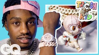 Lil Tjay Shows Off His Insane Jewelry Collection  On The Rocks  GQ [upl. by Seravat]