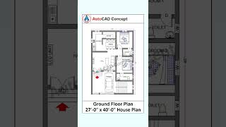 27x40 House Plan  27 by 40 Home Plan with car 🚗 parking  1080 sqft house plan dreamhome home [upl. by Arada]