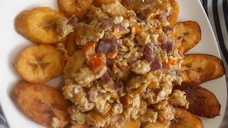 DELICIOUS FRIED PLANTAIN AND EGGS RECIPE  OLAYEMI COOKING [upl. by Amak]