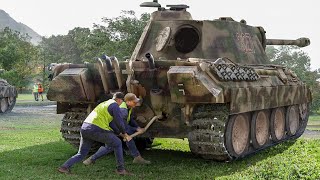 Starting Massive German Panther Tank By Hand  Tank Engine Startup [upl. by Heathcote]