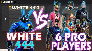 WHITE 444 VS 6 PRO PLAYERS  HACKER VS 6 PRO PLAYERS  BEST GAMEPLAY EVER [upl. by Melania]