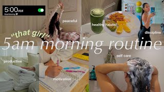 5AM morning routine 🌱 how to change your life become THAT girl productive planning healthy habits [upl. by Abbotsen]