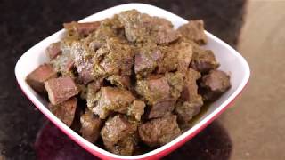 Mutton Liver Green Masala Fry  LCHF Indian Recipes [upl. by Krute]