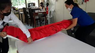 TESDA BED MAKE UP DEMONSTRATION  DUVET SET UP WITH CORRECT BODY POSTURE [upl. by Rector]