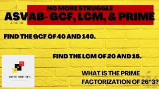 AsvabGCF LCM and Prime Factorization [upl. by Arratal]