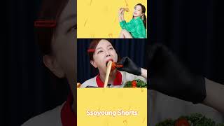 Mukbang Shorts 롱 불닭쌈 🔥 양념치킨 쇼츠 Long Buldak Fire Noodles Wraps Cheese Fondue Chcicken ASMR Ssoyoung [upl. by Zapot]