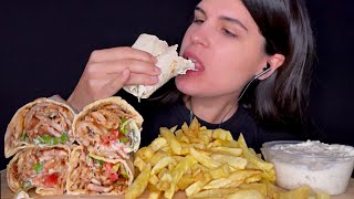 ASMR  GYRO WRAPS FRIES amp FETA SAUCE  EATING SOUNDS  MUKBANG [upl. by Heaps451]