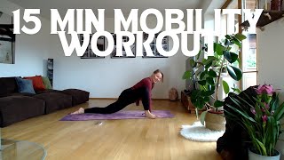 15 MIN MOBILITY WORKOUTSTRETCHYOGAHIPSLOWER BACK HAMSTRINGS [upl. by Fortunato]