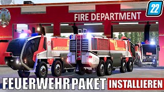 LS22  Das XXL Feuerwehr Paket FLF und Gerätehaus Installieren [upl. by Llevol]