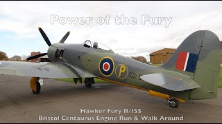 Power of the Fury  Hawker Fury IIISS Bristol Centaurus engine run amp walk around [upl. by Nemra]