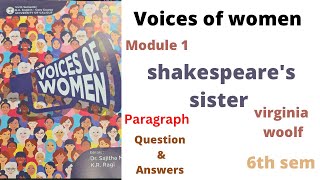 shakespeares sister by virginia woolf questions and answers voices of women Calicut university [upl. by Imre]