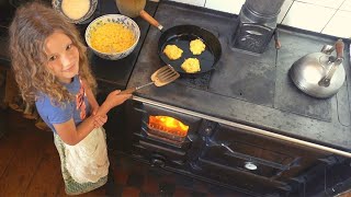 Cooking with Fire  Sweetcorn Fritters on the Stovetop [upl. by Elinnet]