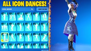 ALL ICON SERIES DANCES amp EMOTES IN FORTNITE 71 [upl. by Lyons]