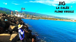 Pêche Du Bord Au Port 974 JIG La Calée Plomb Virgule FISHING Réunion [upl. by Annaek613]