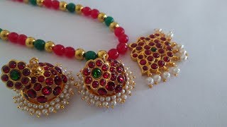 Imitation jewelleryTemple jewellery makingkemp jewellerybridal jewelleryjewellery making at home [upl. by Hallimaj174]