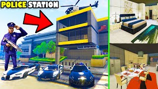 Franklin Finally Complete NEW MODERN POLICE STATION Upgrade in GTA 5  SHINCHAN and CHOP [upl. by Ynffit]