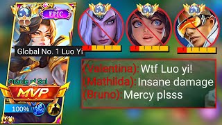 GLOBAL LUO YI SECREAT TRICK TO DOMINATE MATHILDA SUPPORT ENEMIES🔥LUO YI BEST BUILD 2023  MLBB [upl. by Lednar]