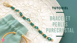 TUTORIEL  Bracelet Fleur Émeraude en Perles Toupies PureCrystal [upl. by Bridge]