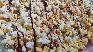 Caramel Popcorn with Chocolate drizzle  Easy Caramel Popcorn  Popcorn Recipe [upl. by Nelon]