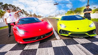 O GRANDE RACHA MINHA FERRARI VS LAMBORGHINI EVO DE 5 MILHOES [upl. by Reinaldo]