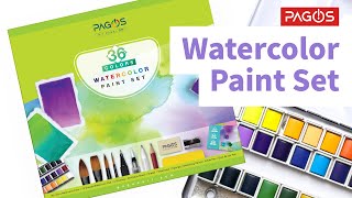 Pagos Artist Quality 36 Paints AllInOne Watercolor Set  Unboxing [upl. by Nnyllatsyrc]