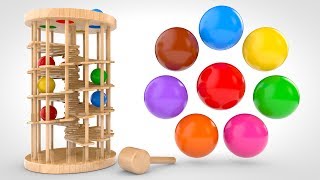 Learn Colors with Wooden Ball Hammer Educational Toys  Colors amp Shapes Videos Collection [upl. by Ainot]