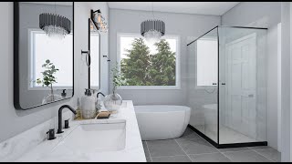 Modern Bathroom Transformation  Stunning Blue Double Vanity  Top Bathroom Trends [upl. by Yanat40]