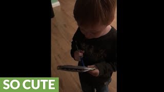 Precious toddler helps mom with the grocery list [upl. by Milford444]