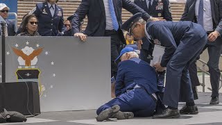 VIDEO President Biden falls on stage while giving out diplomas at US Air Force Academy graduation [upl. by Jamin2]