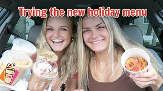 Trying Dunkin Donuts New Holiday Menu Items [upl. by Kevin578]