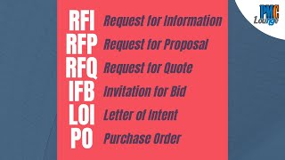 Procurement Documents  RFP RFI RFQ IFB LOI PO [upl. by Geoffry]