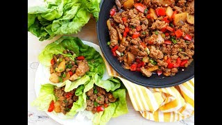 Dinner Recipe Asian Style Turkey Lettuce Wraps by Everyday Gourmet with Blakely [upl. by Ynaittirb]