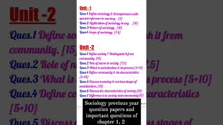 Sociology previous year question papers and important questions of chapter 1 2 of bsc nursing [upl. by Euqinu668]