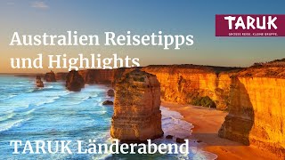 Australien Reisetipps amp Highlights unserer Australien Reise  TARUK Länderabend [upl. by Ranique542]