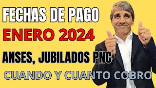 FECHAS DE COBROS DE LOS JUBILADOS Y PNC ENERO 2024 [upl. by Annahvas]