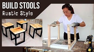 Building a Modern Rustic Stool Very simple beginners DIY project [upl. by Anivas483]