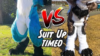 Digitigrade vs Plantigrade Fursuits Suit Up TIMED face reveal [upl. by Siroval945]