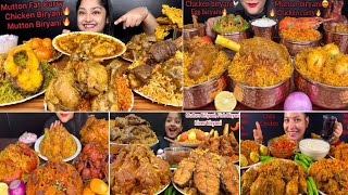 ASMR EATING MUTTON BIRYANI CHICKEN BIRYANI FISH BIRYANIEGG BIRYANI CHICKEN BIRYANI WITH CURRY [upl. by Hadihahs362]