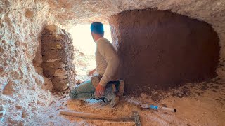 Build SECRET UNDERGROUND BUNKER with FIREPLACE in 18 DAYS Diy Camping Cooking Asmr [upl. by Adalie]